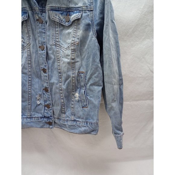 KUT From The Kloth AMELIA Distressed Denim Jean Jacket Size Medium - Picture 4 of 15